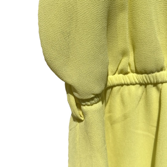 Rue21 yellow dress flowy v neck partial open back elastic waist juniors spring - Picture 3 of 8